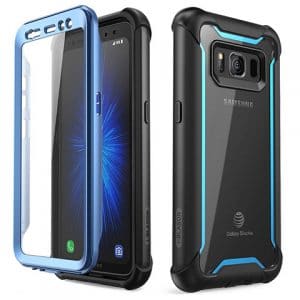 Best Galaxy S8 active case dual layer with screen protector by i-Blason in blue color
