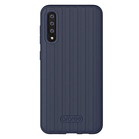 A black case for Galaxy A50 with vertical line design